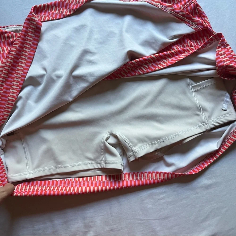 A. PUTNAM pink geo print knit athletic tennis golf‎ outdoors mini skirt skort